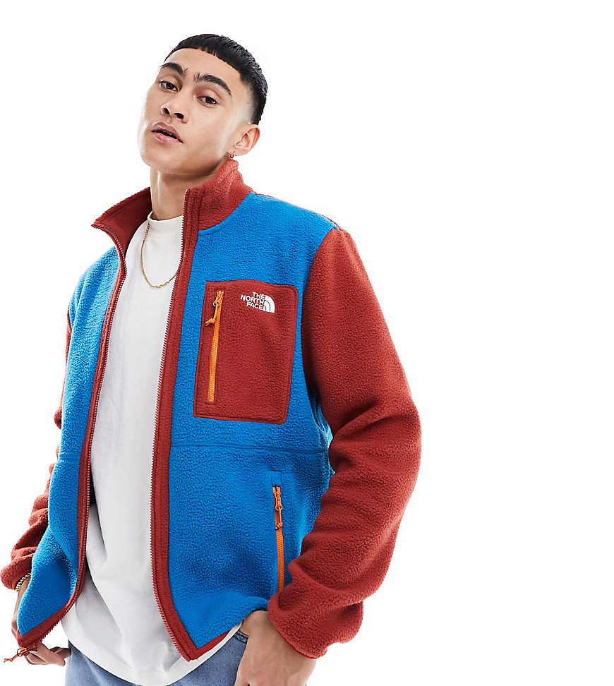 The North Face Yumiori heavyweight colourblock zip up fleece in blue and red