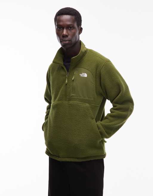 The North Face – Yumiori Off Peak – Ciemnozielona, gruba kurtka polarowa z blokami kolorów i zamkiem pod szyją