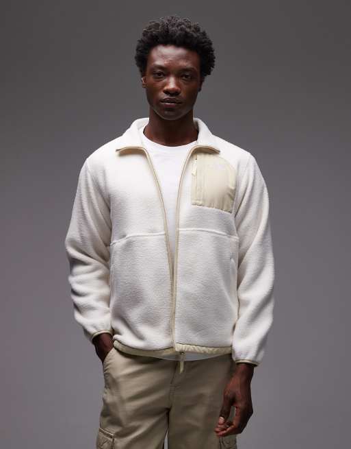The North Face - Yumiori Off Peak - Fleece jack van zware stof met kleurvlakken en 1/2 rits in gebroken wit