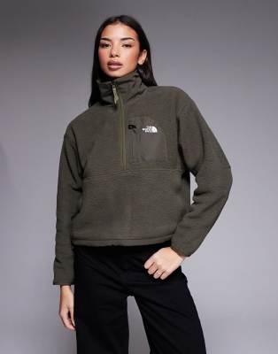 The North Face - Yumiori Off Peak - Fleece-Jacke in Grün mit kurzem Reißverschluss