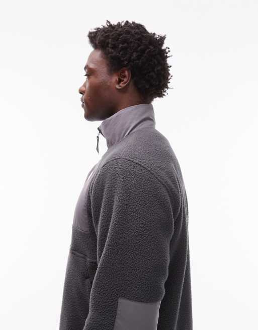 The North Face Yumiori Off Peak full zip colourblock heavy fleece jacket in dark grey, 4 of 5