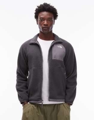 The North Face - Yumiori Off Peak - Schwere Fleece-Jacke in Dunkelgrau mit kurzem Reißverschluss und Farbblock-Design