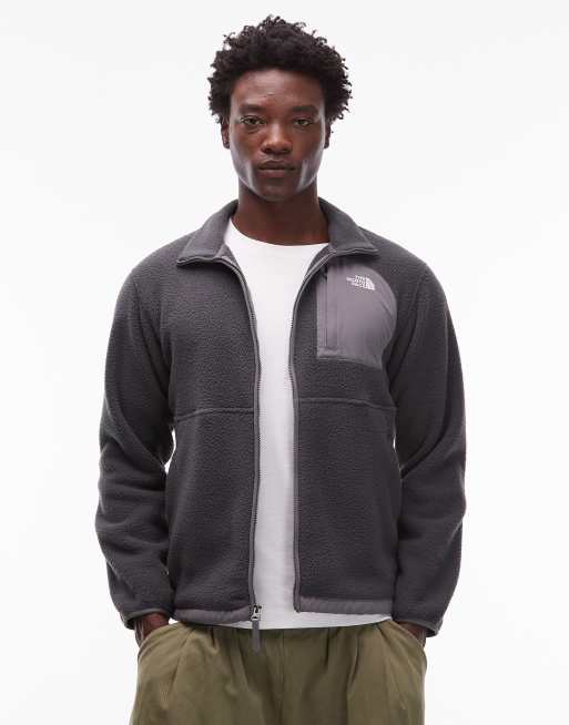 The North Face – Yumiori Off Peak – Schwere Fleece-Jacke in Dunkelgrau mit kurzem Reißverschluss und Farbblock-Design