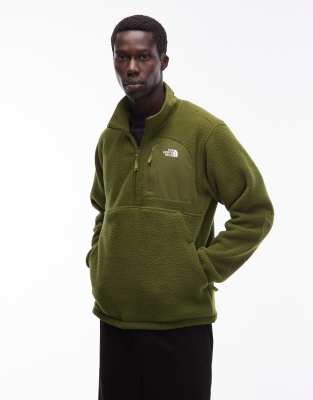 The North Face - Yumiori Off Peak - Schwere Fleece-Jacke in dunkelgrünem Farbblockdesign mit halblangem Reißverschluss
