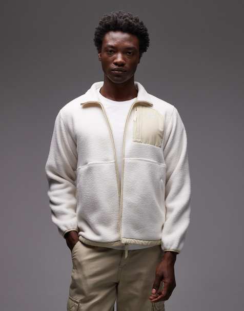 The North Face – Yumiori Off Peak – Schwere Fleece-Jacke in Wollweiß mit durchgehendem Reißverschluss und Farbblock-Design - view 1