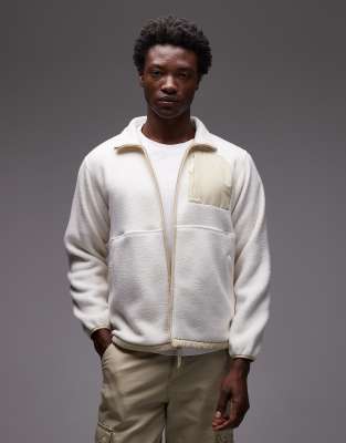 The North Face - Yumiori Off Peak - Schwere Fleece-Jacke in Wollweiß mit kurzem Reißverschluss und Farbblock-Design