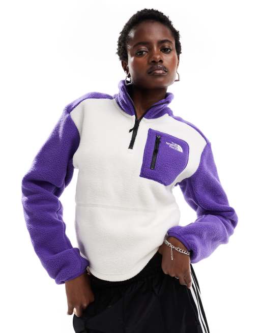 The North Face - Yumiori - Pile bianco sporco colorblock con zip corta