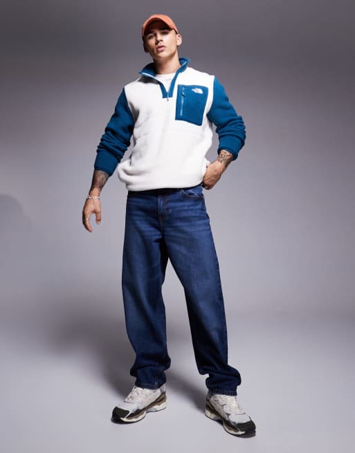 The North Face - Yumiori - Pile color bianco sporco con motivo color block e zip corta