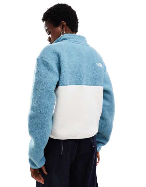 The North Face Yumiori quarter zip colourblock fleece in light blue ASOS