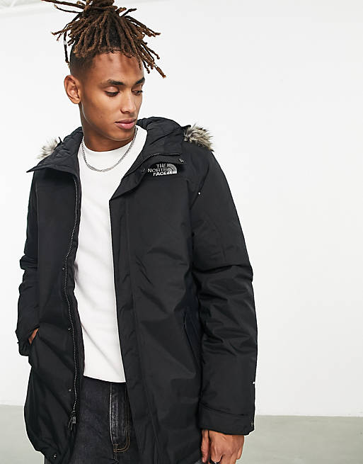 The North Face Zaneck hooded parka jacket in black | ASOS