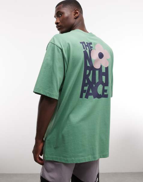 The North Face – Zielony T-shirt z nadrukiem z kwiatkiem na plecach - view 1