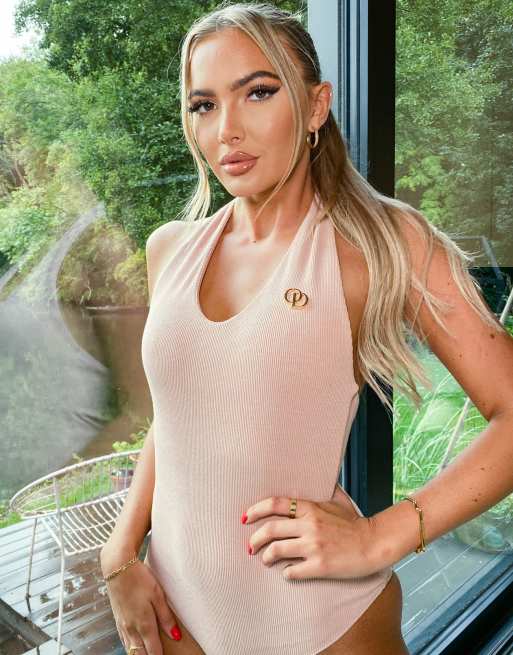 The ODolls Collection - Cremefarvet bodystocking med halterneck og logo, 4 af 4