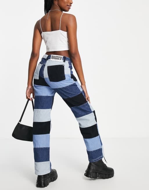 The Ragged Priest - Afslappede jeans i patchwork denim og fløjl
