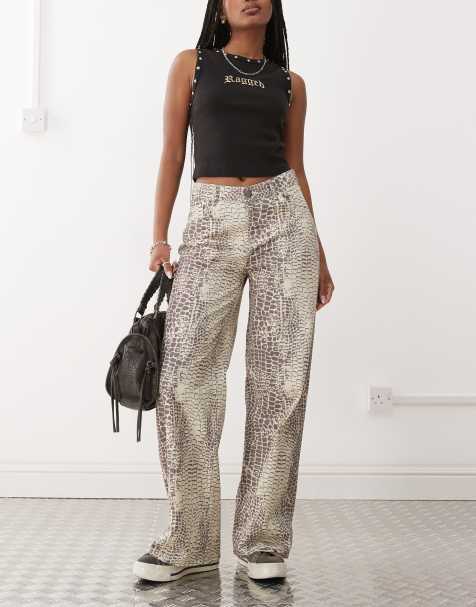 The Ragged Priest baggy fit jeans in croc print - view 1