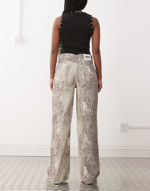 The Ragged Priest baggy fit jeans in croc print, 2 of 5