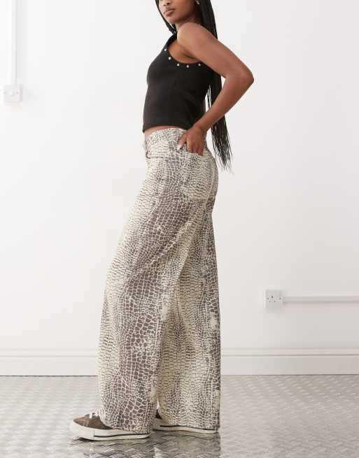 The Ragged Priest baggy fit jeans in croc print, 3 of 5