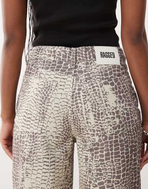 The Ragged Priest baggy fit jeans in croc print, 5 of 5