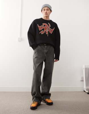 Рваные мешковатые священник скейт-Fit Жан углем