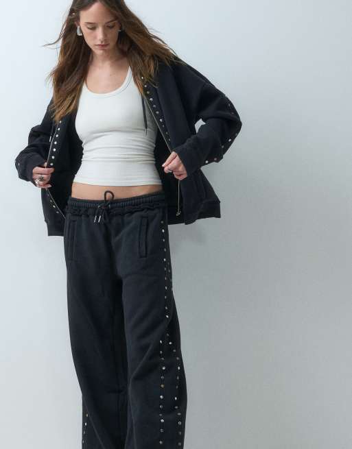 The Ragged Priest baggy trackies in washed black co-ord, 2 of 5
