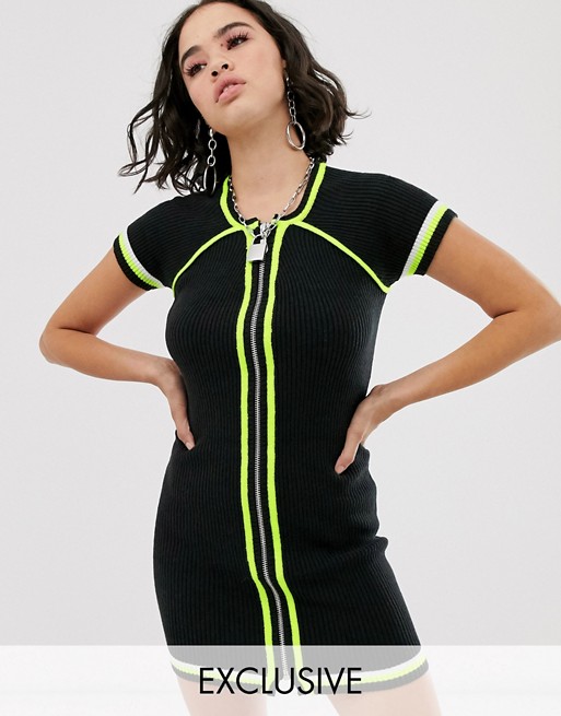 The Ragged Priest bodycon mini dress with neon tipping