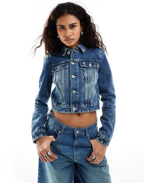 The Ragged Priest boxy denim jacket in washed blue - view 1