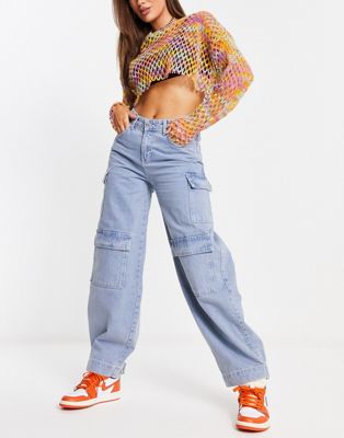 The Ragged Priest boyfriend fit cargo jeans with cuff detail - ASOS Price Checker