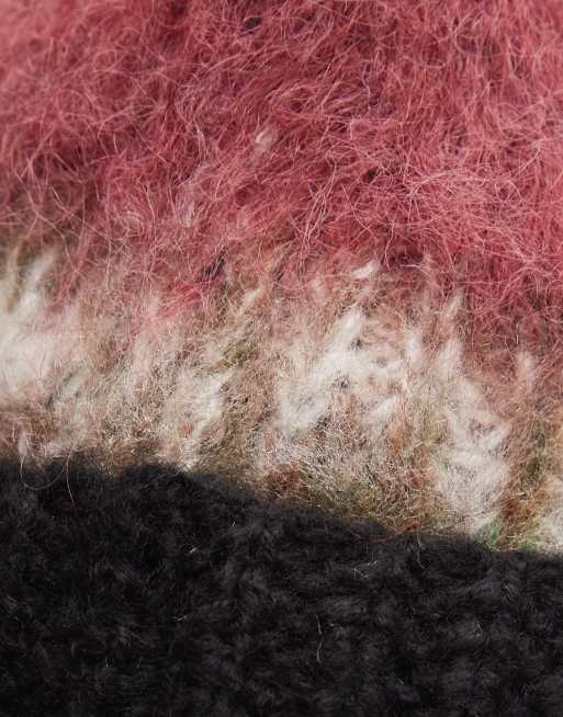 The Ragged Priest brushed beanie hat in multi stripe, 2 of 3