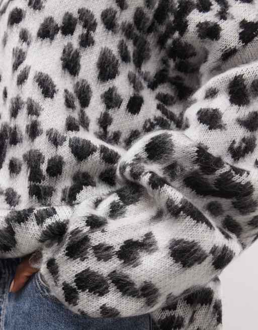 The Ragged Priest brushed knit jumper in dalmation print in black and white, 4 of 4