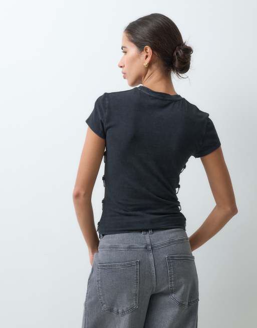The Ragged Priest camiseta con diseño encogido con aros en negro, 5 de 5