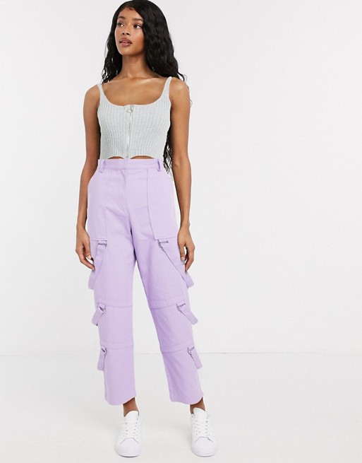 The Ragged Priest cargo pants with straps in pastel