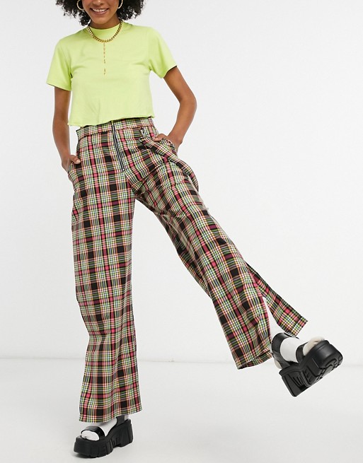 The Ragged Priest check straight leg cropped trouser with strap
