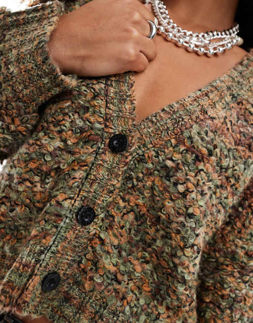 The Ragged Priest chunky grunge cropped knit cardigan in multi, 4 of 4