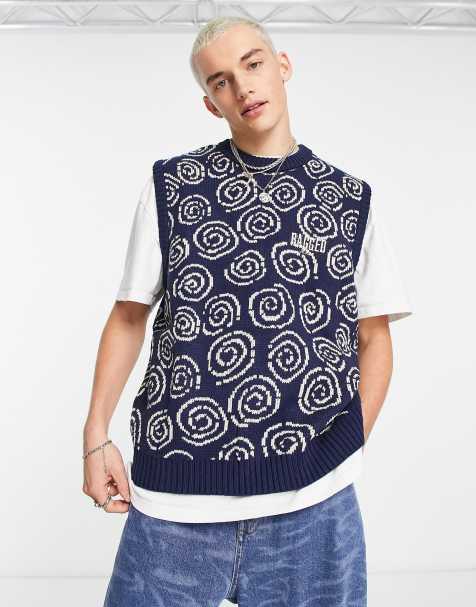 Men Bear Pattern Sweater Vest Without Sweatshirt