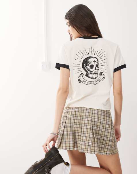 The Ragged Priest crop baby tee in ecru - view 1