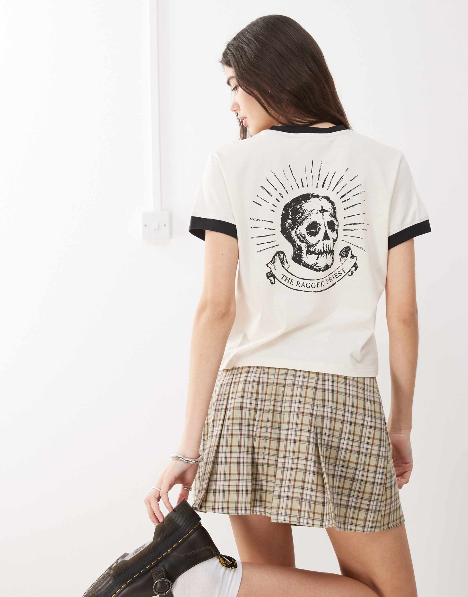 the ragged priest crop baby tee in ecru