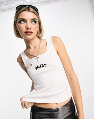 The Ragged Priest crop rib racer vest with embroidered logo