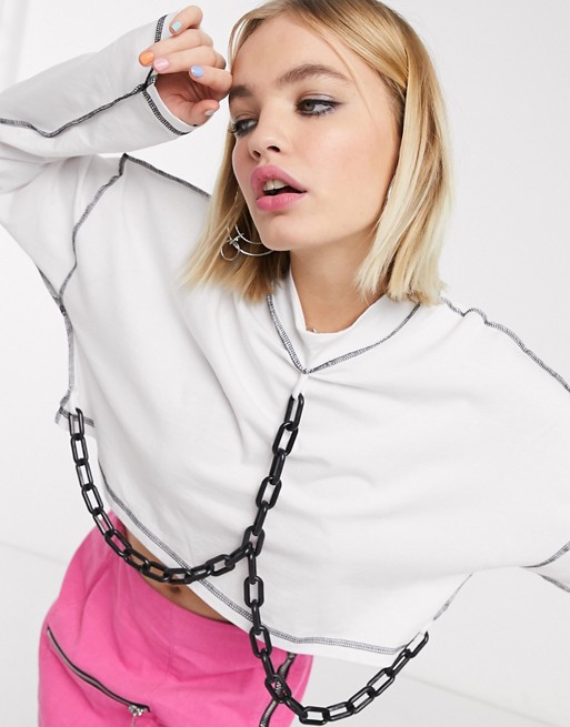 The Ragged Priest crop t-shirt with contrast overlocking and chain