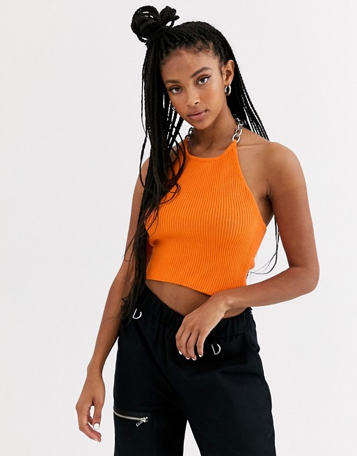 The Ragged Priest crop top in rib with chain straps