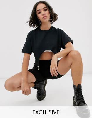 The Ragged Priest crop top with suspender detail