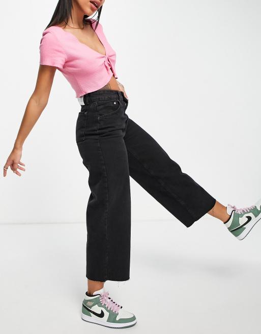 The Ragged Priest - Cropped jeans met wijde pijpen in antraciete wassing