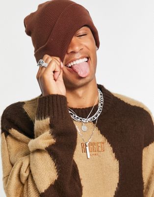 The Ragged Priest culprit knitted jumper in brown - ASOS Price Checker