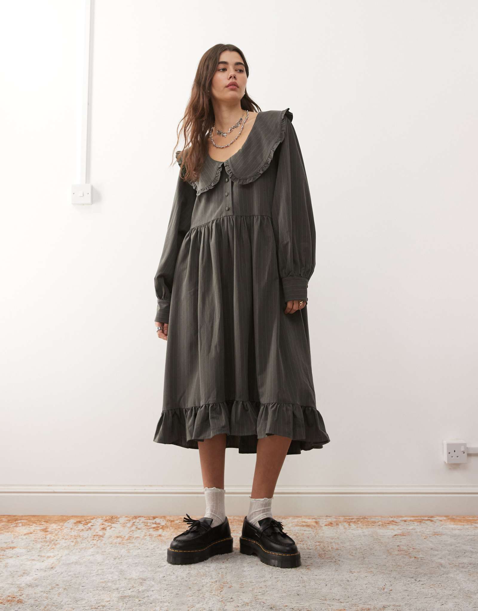 Мини-платье The Ragged Priest curio в серую полоску