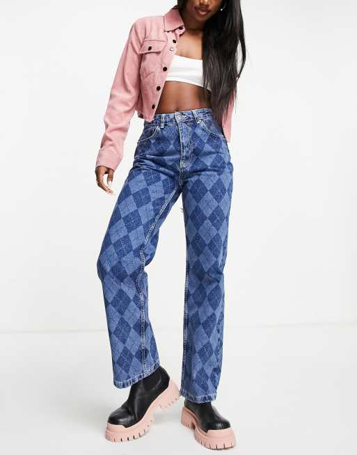 The Ragged Priest - Dad jeans comodi con stampa a rombi