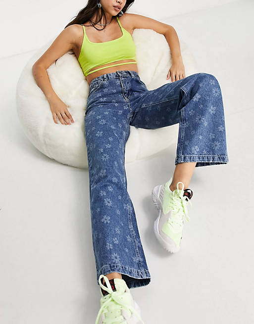 The Ragged Priest dad jeans in daisy print denim