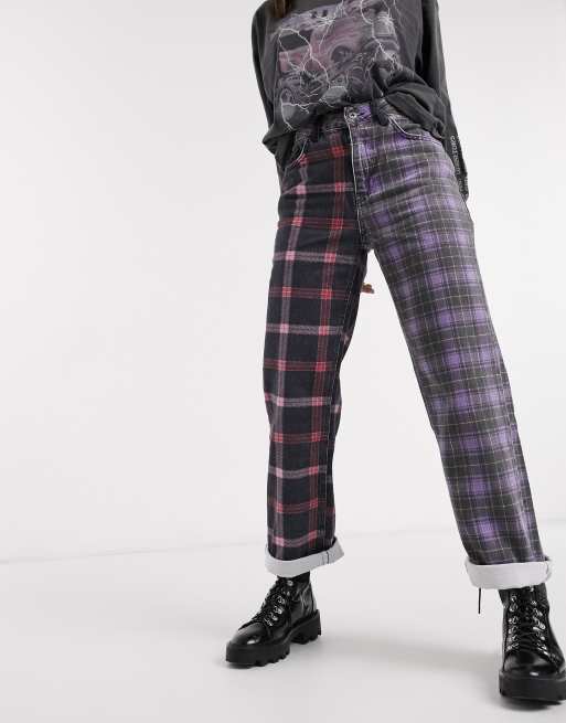 Plaid jeans clearance