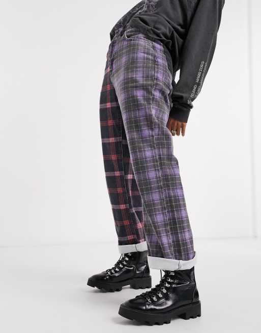 Plaid best sale denim pants