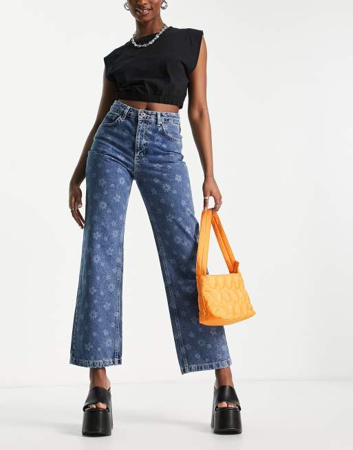 The Ragged Priest dad jeans with denim floral print 