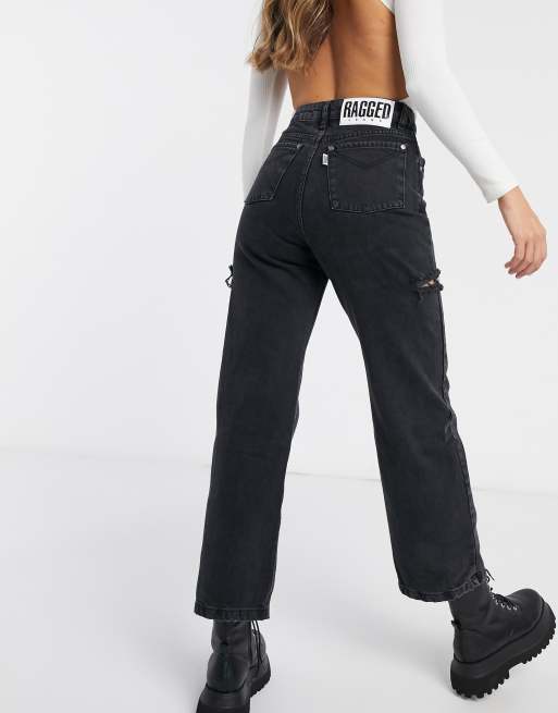 The Ragged Priest dad jeans with double cut in black wash | ASOS