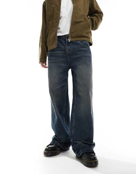 The Ragged Priest dark blue dirty wash wide fit jeans - view 1