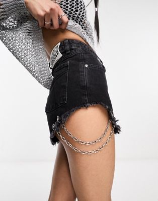 The Ragged Priest denim shorts with  chain detail